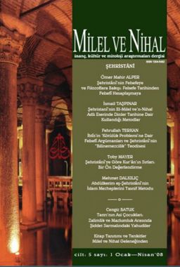 Milel ve Nihal Dergi: Cilt 5 - Sayı 1