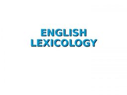 English Lexicology